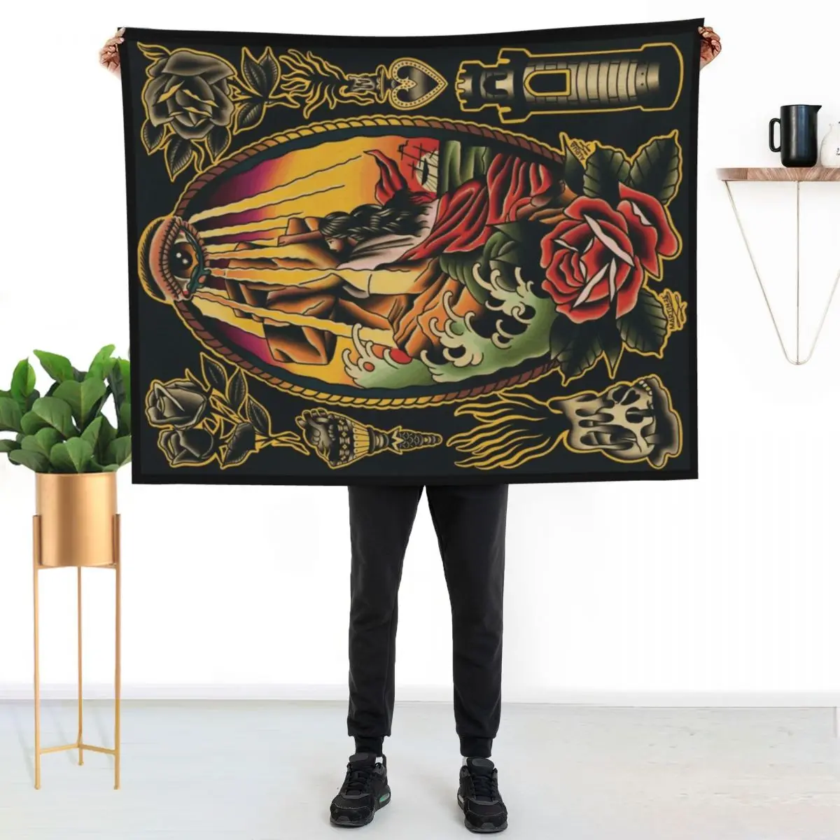 Rock of Ages watercolor ((horizontal version)) Throw Blanket Luxury St Personalized Gift Plaid Luxury Brand Sofa Quilt Blankets