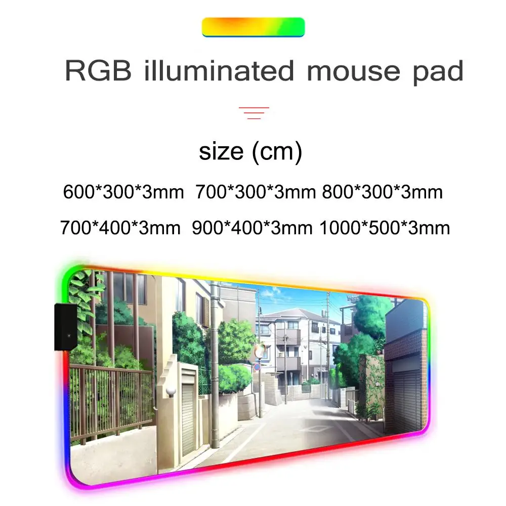 لوحة ماوس أنيمي طوكيو سيتي XXL RGB لوحة ماوس Kawaii ملحقات الألعاب لوحة مفاتيح الكمبيوتر كبيرة Led حصيرة مكتبية بإضاءة خلفية لوحة ماوس #5