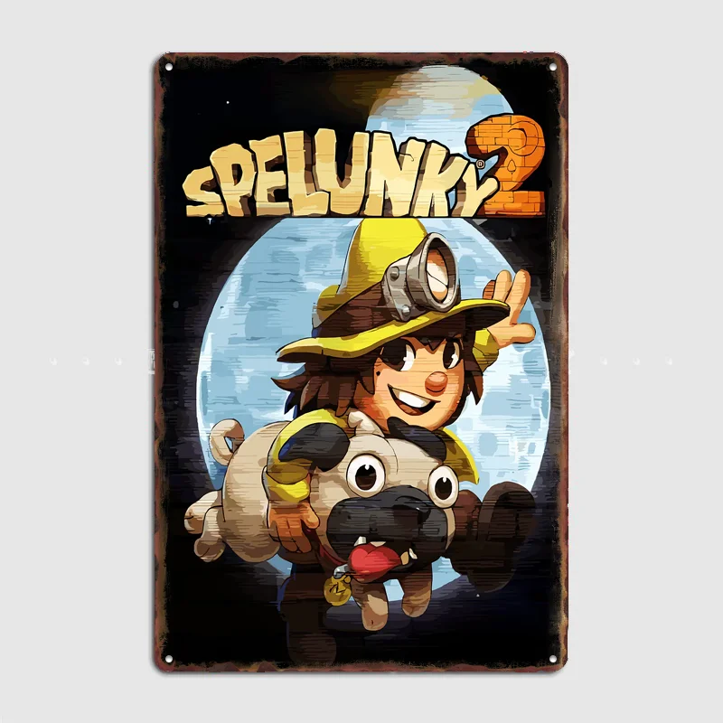 Spelunky 2 Video Game Cover Art Poster Metal Sign Pub Vintage Custom Bedroom Indoor Home Wall Decor Posters Room Decoration