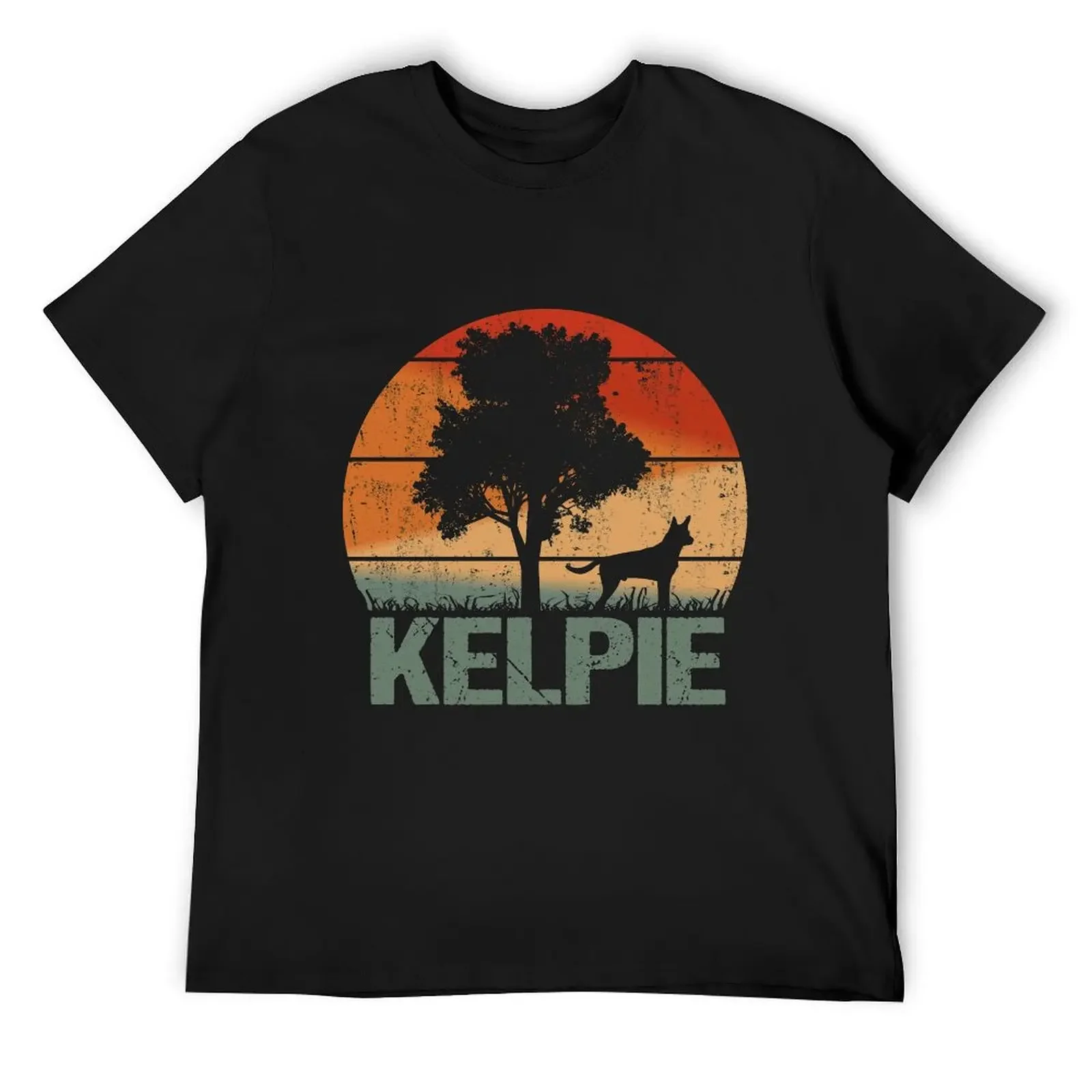 Australian Kelpie Dog Vintage Retro T-Shirt customs design your own plain T-shirt men