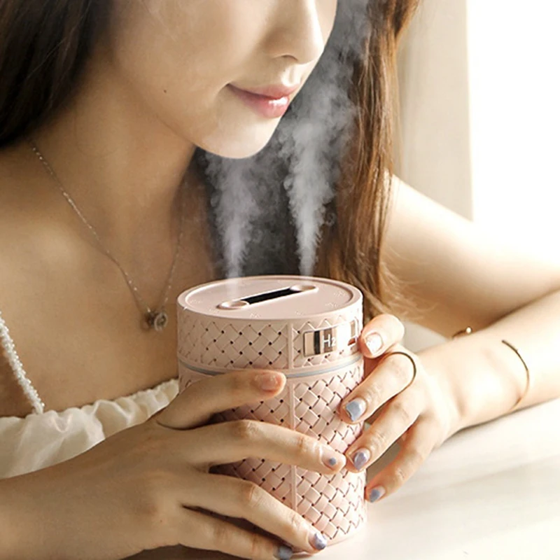 듀얼 깍지 공기 가습기, 휴대용 USB 아로마 에센셜 오일 디퓨저, 따뜻한 빛, 가정용 미스트 메이커 가습기, 600ml