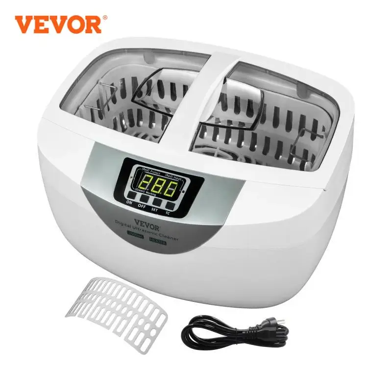 VEVOR Nettoyeur à Ultrasons 2,5 L Machine à Ultrason Bac en Acier Inoxydable Appareil de Nettoyage Ultrasonique Bijoux Fruits