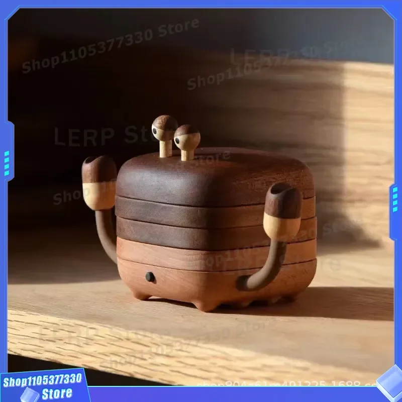 Cute Wooden Crab Magnetic Coaster Solid Wood Anti-scalding Tea Saucer Creative Home Decoration for Restaurant Tea Ceremony