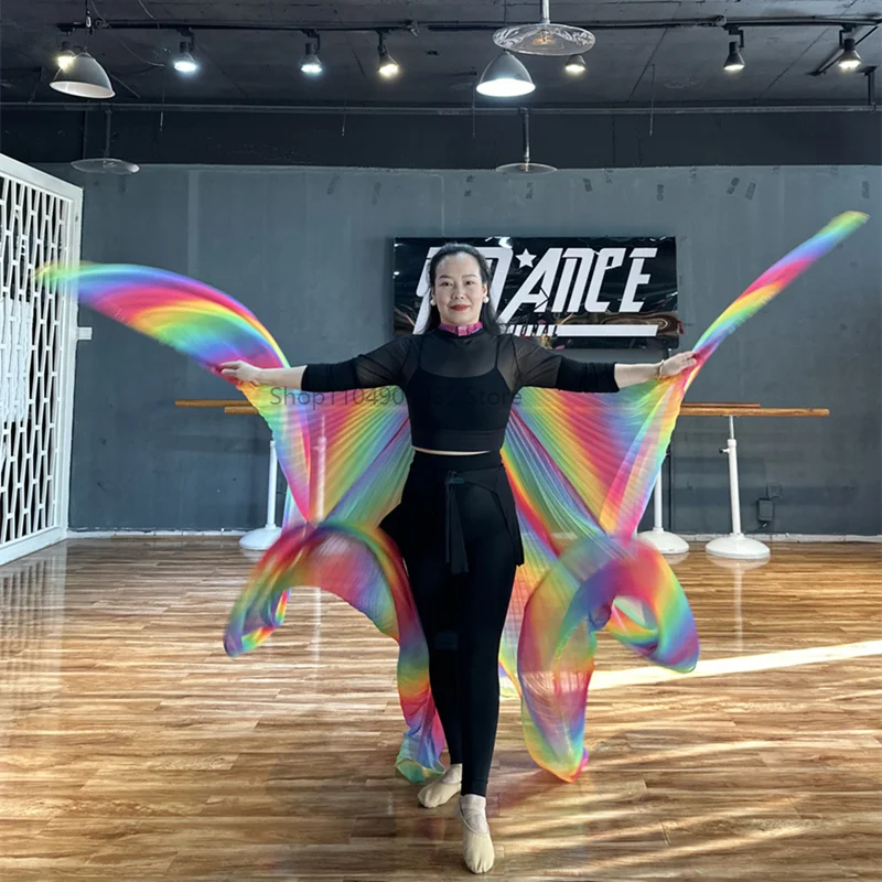 Bauchtanz Flügel Kostüme Cape Mit Teleskop Stick Bunte Fee Winkel Flügel Schmetterling Karneval Party Bühne Schal Requisiten
