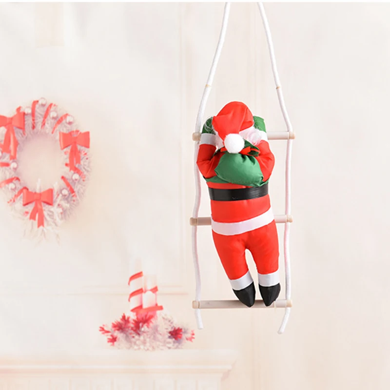 Santa Claus Climbing on Rope Ladder Ornament Easy Convenient to Install With String for Home Courtyard Garden Decoration