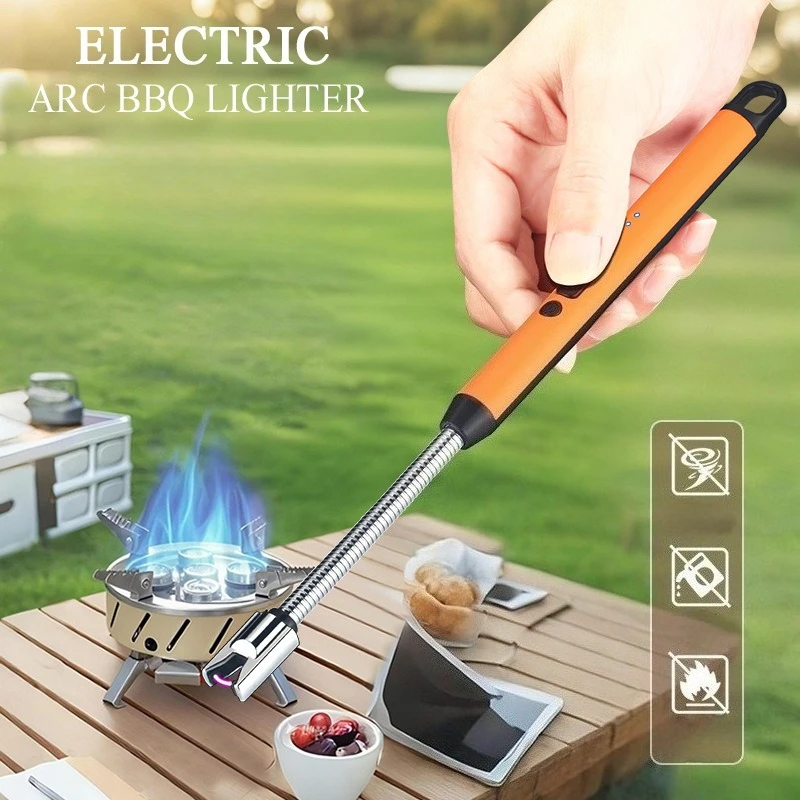 Metal Electric Single Arc Pointing Gun Flameless Candle Pulse Gun Gas Stove Cigarette Lighter Kitchen Tools USB Charging Lighter