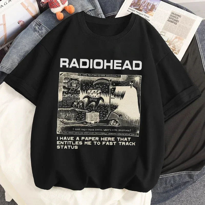 T Shirt Women Fashio Radiohead Print T-shirts Hip Hop Tops Arctic Monkeys Summer Tees Tops Rock Boy Camisetasn Hombre