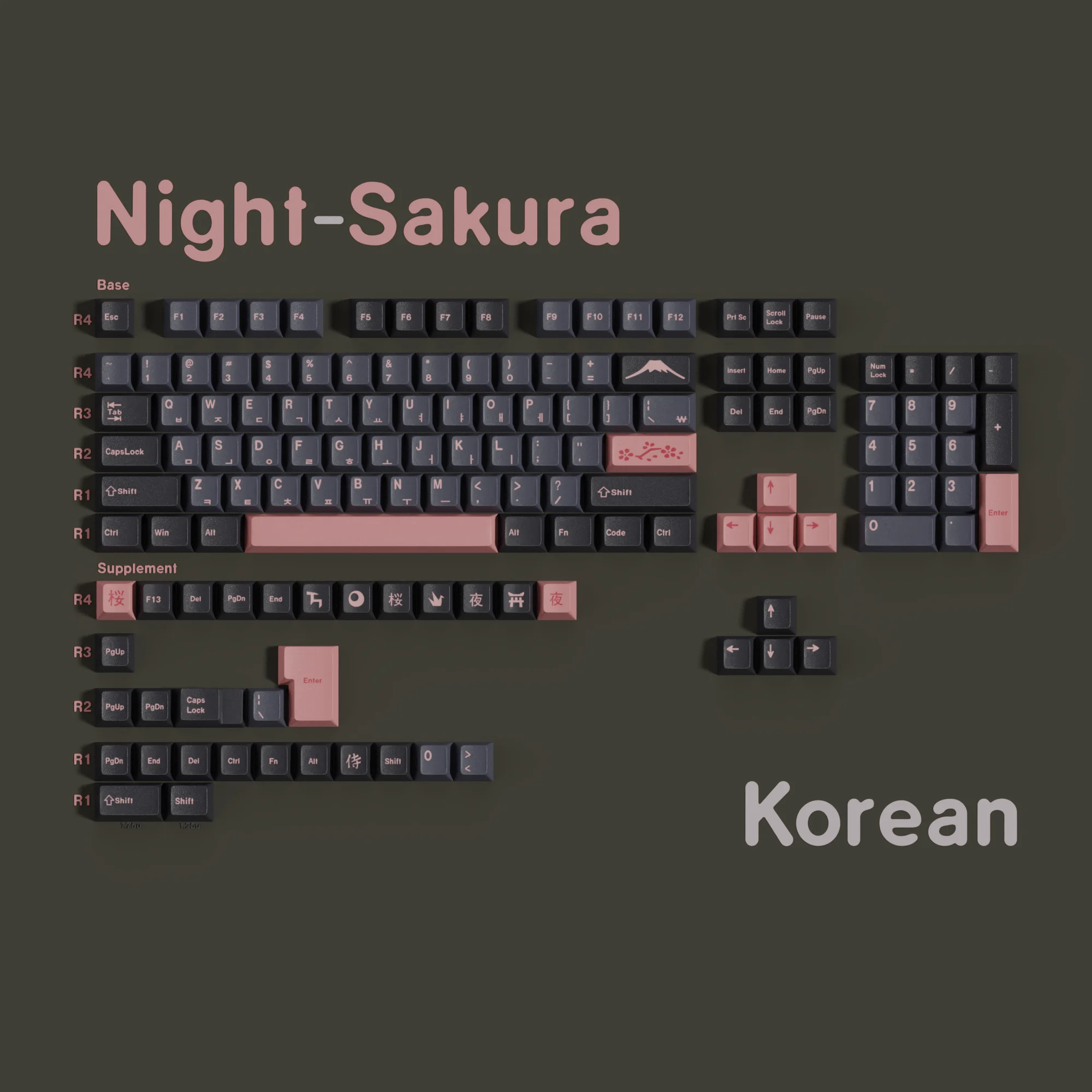 Jaycomia NightSakura Cherry PBT Tastenkappen Espanish Französisch Deutsch Koreanisch Englisch Arabisch Russisch Für Mx Switch Mechanische Tastatur Gaming ISO 8