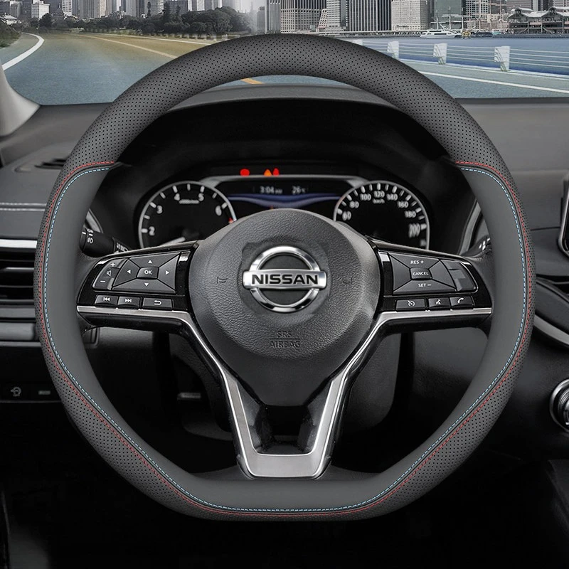 Nappa Leather Steering Wheel Cover Black For Nissan Altima Maxima Skyline Rogue Qashqai X‑Trail Murano 2010-2026 Accessories