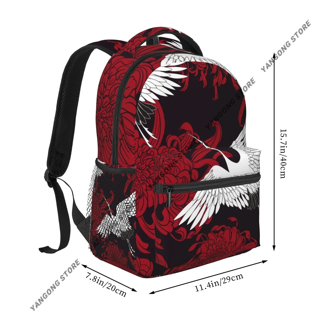 2026 Unisex Dancing Japanese Cranes Female Travel Daypack Laptop Backpack Book Schoolbags Feminina School Casual Women Bag