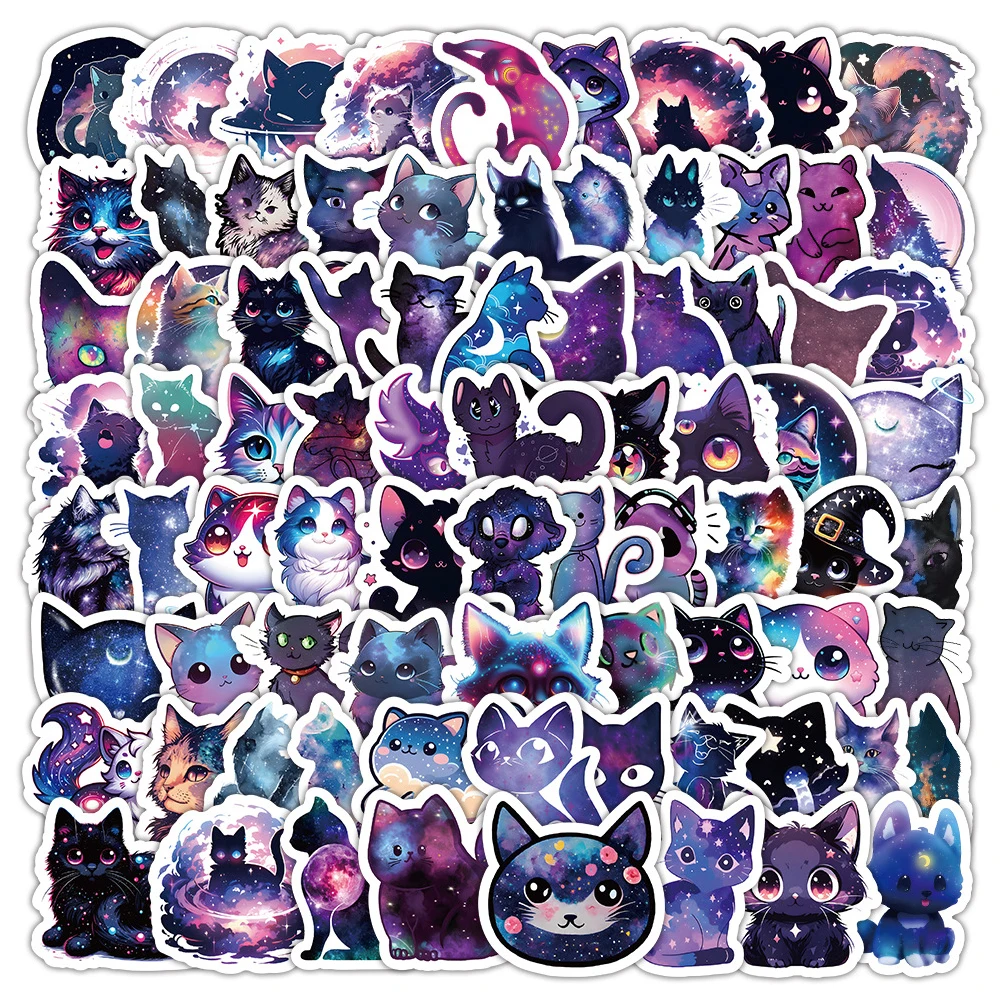 

10/30/50/100pcs Kawaii Colorful Starry Sky Cat Stickers INS Aesthetic Animal Decals for Kids DIY Suitcase Guitar Cartoon Sticker