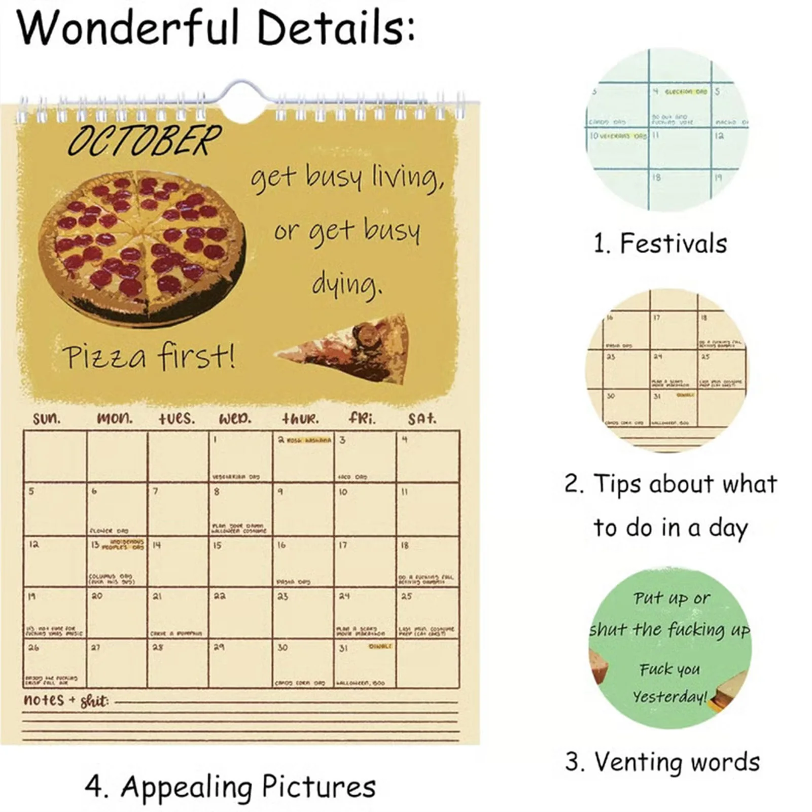 2026 الإبداعية السفينة الدوارة التقويم قوس قزح اللون فريد شهري جدار مخطط مضحك مكتب ديكور المنزل مكتب التقويم دفتر