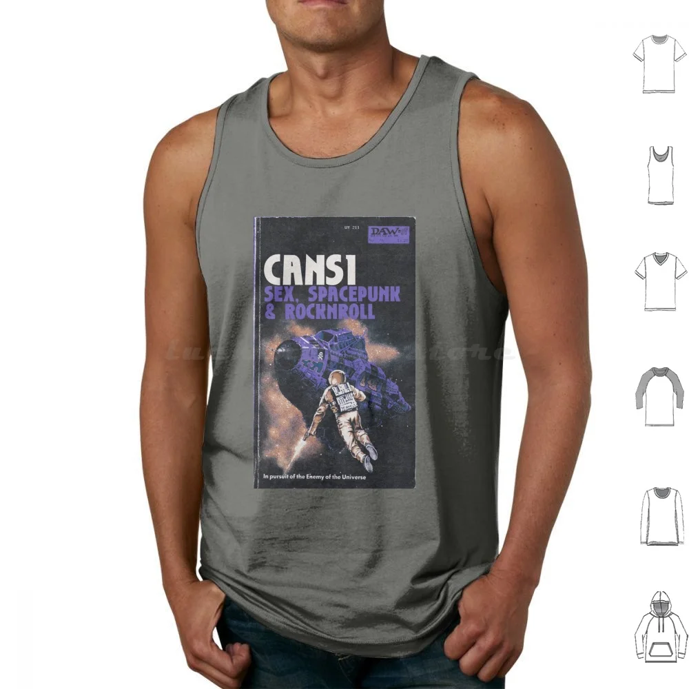 Azul Spacepunks cubierta de libro camisetas sin mangas chaleco sin mangas espacio Punk Retro Vintage cubierta de libro de ciencia ficción aventura espacial