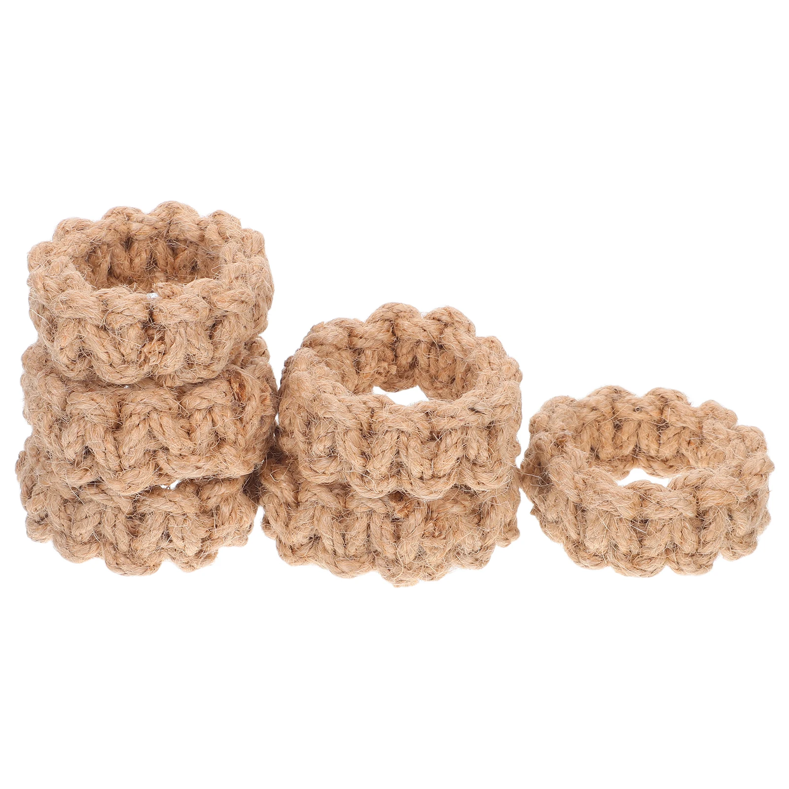 

6pcs Jute Napkin Rings Braided Hemp Rope Rustic Farmhouse Serviette Holder Wedding Reception Fall Bridal Shower for Banquet