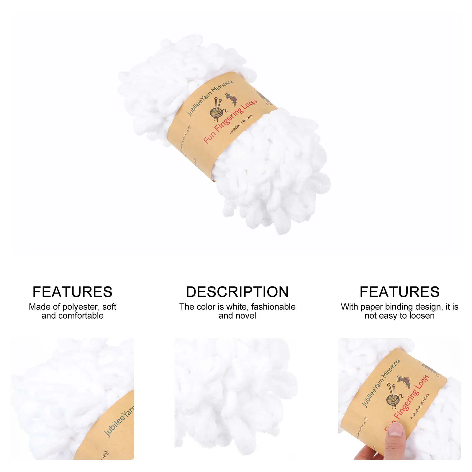 

3 Rolls White Knitting Yarn DIY Crafts Wool Lightweight Soft Warm Ideal for Sweaters Scarf H made Eco Friendly Safe Material