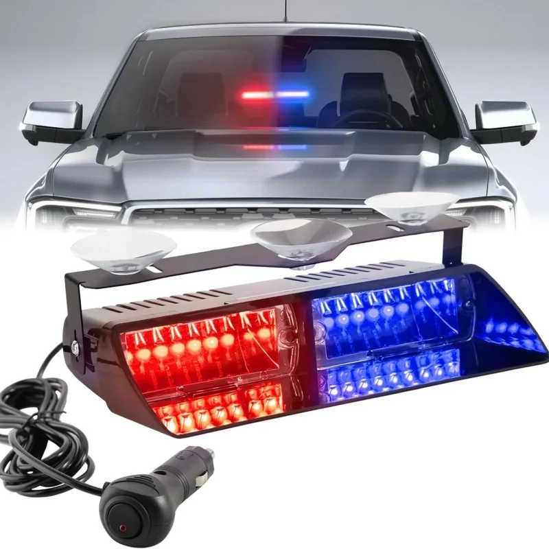 16LED Car LED Strobe Lamp 18 Model Police Lights Red/Blue Signal Lamp Flash Dash Emergency Flashing Windshield Warning Light 12V