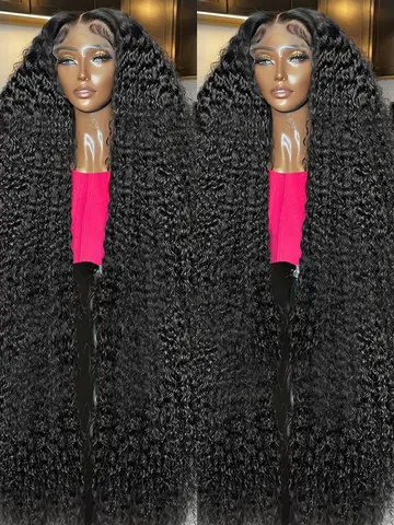 300 High Density 13x4 13x6 HD Curly Lace Front Human Hair Wigs Brazilian 40 50 Inch Deep Wave Frontal Wig Water Wave Human Hair Wigs 7x5 Glueless Wigs Human Hair Ready To Wear And Go Virgin Hair Preplucked