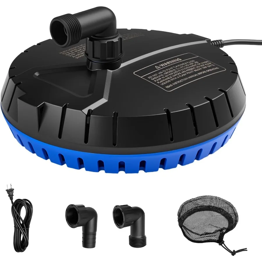 

Automatic Pool Cover Pump 1500 GPH Submersible Water Sump Pump for Pool Draining with 25 Ft Power Cord and 2 Adapters Water Rem