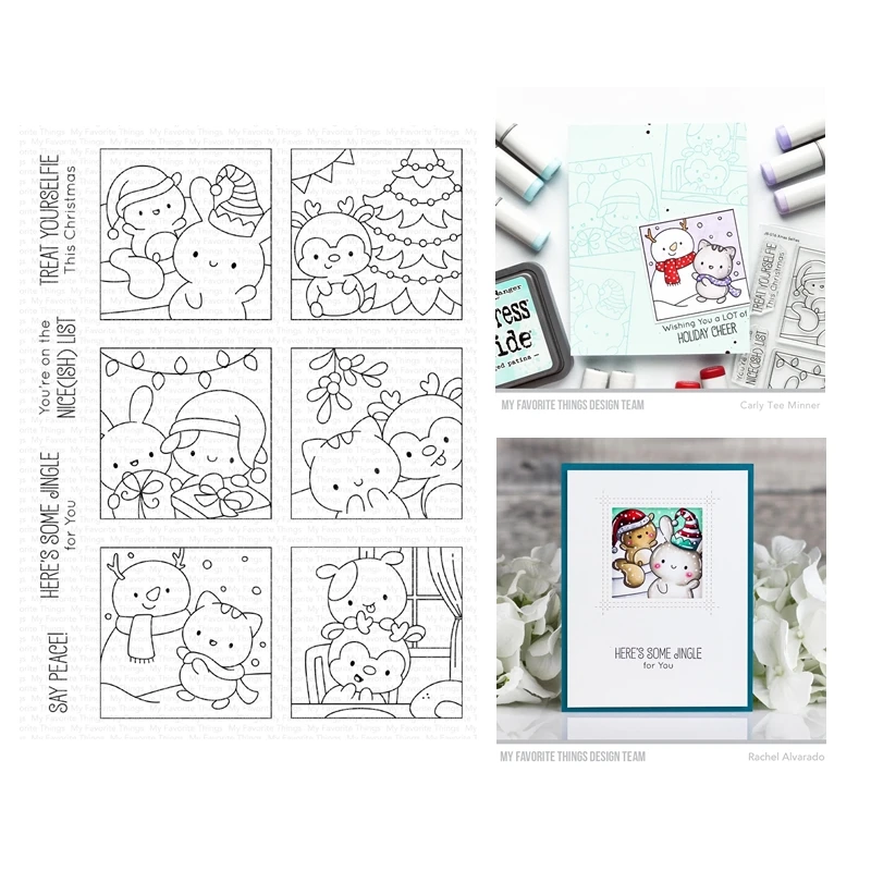 

2023 New Christmas Xmas Selfies Animals Clear Stamps Scrapbooking for Paper Making Frame Card no Cutting Dies