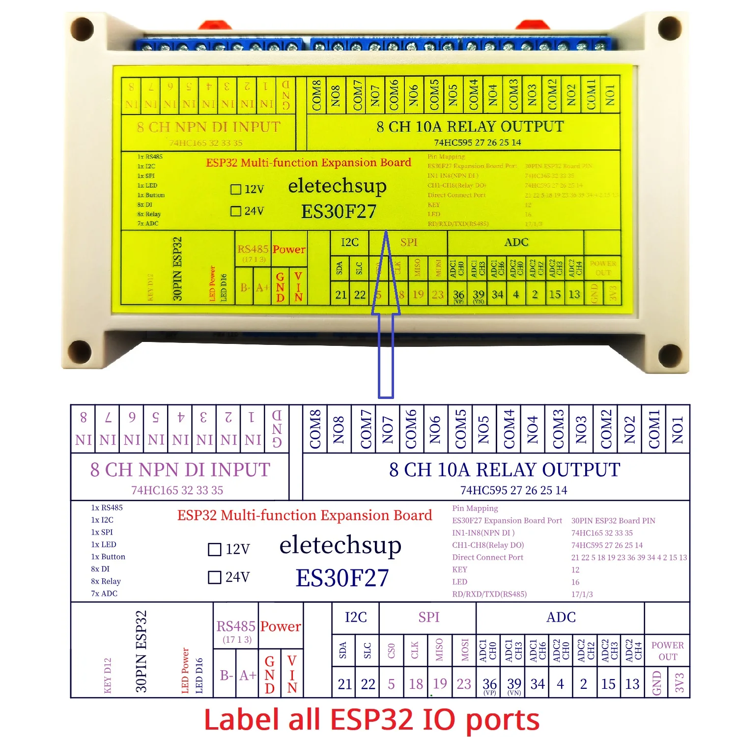 لوحة تطوير PLC بسيطة تعتمد على لوحة توسيع Wifi ESP32 ES30F27 لتطوير الحافلات RS485 I2C SPI