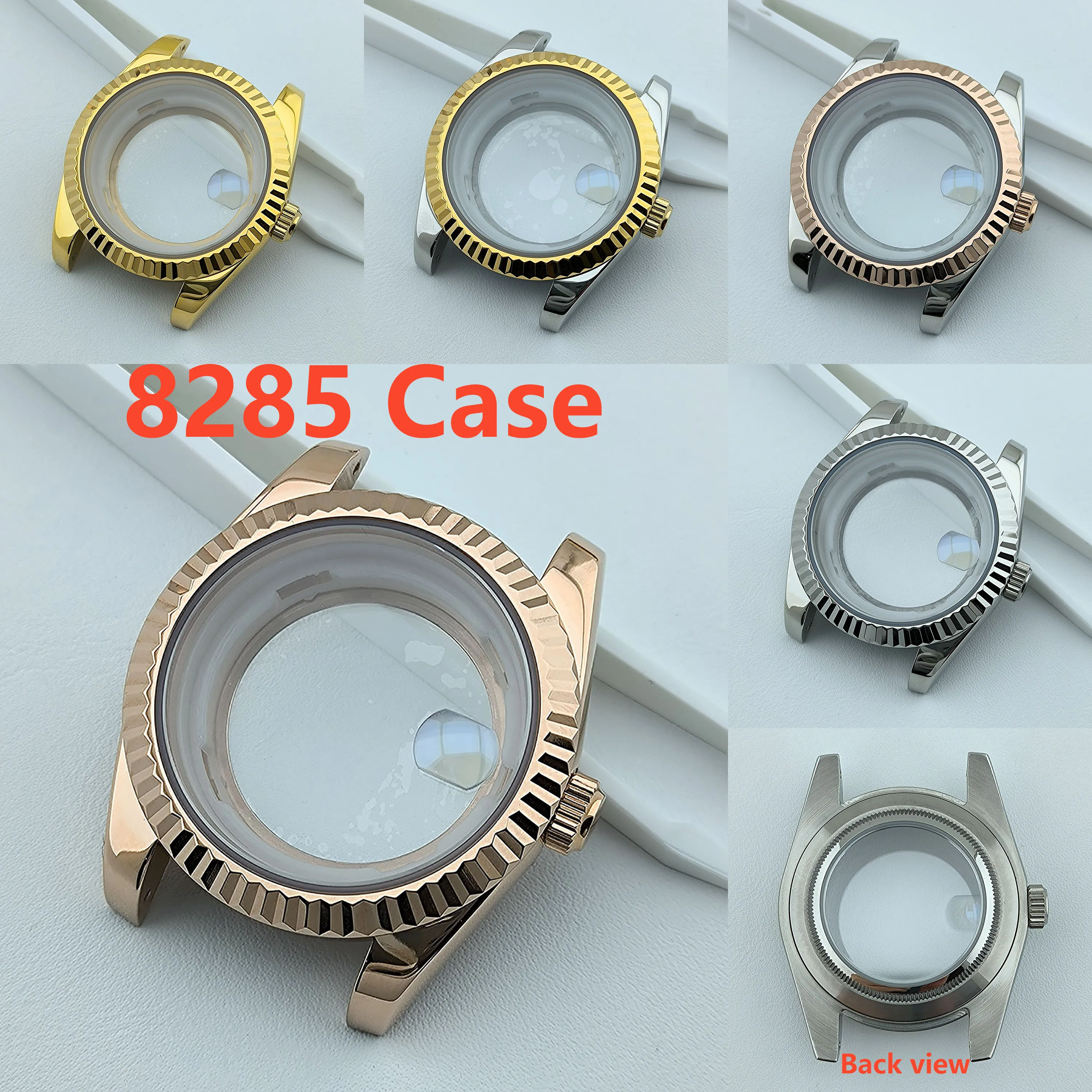 Miyota8285-メンズ自動巻き時計ケース,ステンレススチール,サファイアガラス,ムーブメントアクセサリー,39mm, 8285