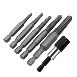 6pcs Hexagonal Shank Broken Head Screw Extractor Screw Broken Head Screwdriver for Taking out Electric Drill Tool Set