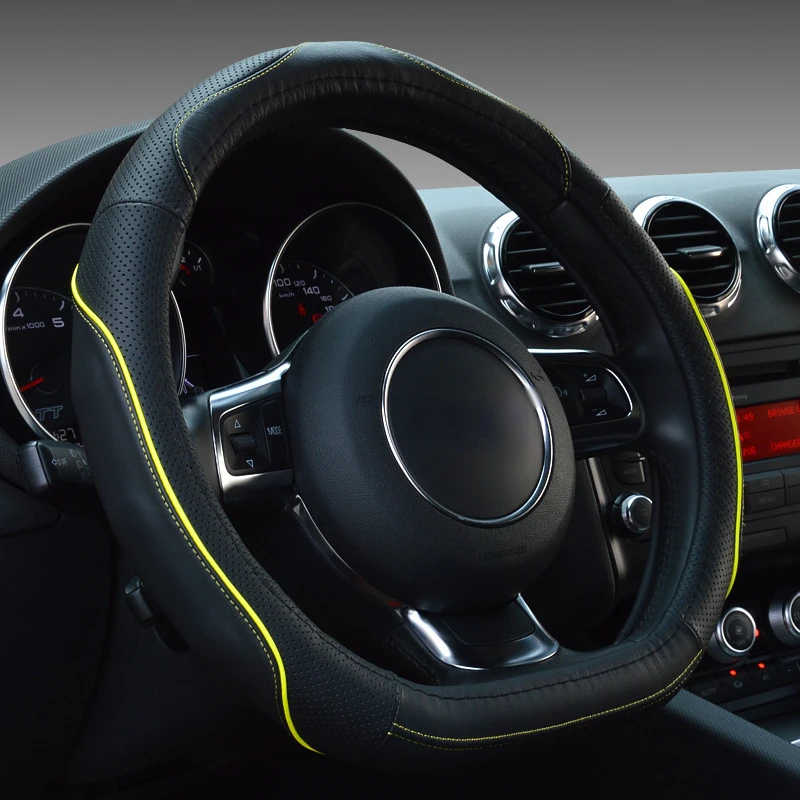 

Car Steering Wheel Cover D Shape Ring leather 38CM For Audi TT Mercedes Benz C Volkswagen POLO Sagitar Citroen C4L