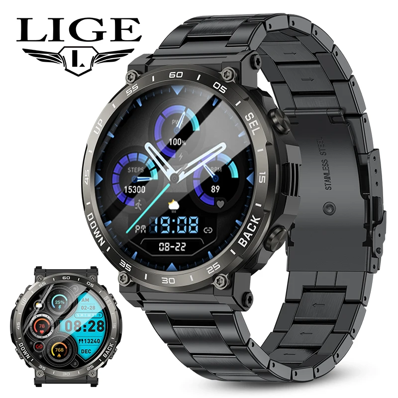 

LIGE GPS Tracker Outdoor Sports Smart Watches Heart Rate Monitoring Bracelet Bluetooth Call IP68 Waterproof Smartwatch 2024 New