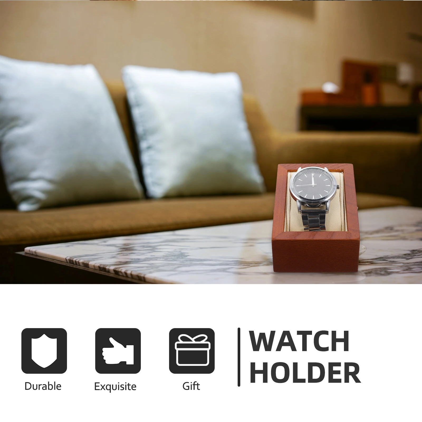

Wooden Display Holder Scratch Resistant Durable Watch Stand Storage Container For Bedroom Decor Jewelry Display Base Wrist Watch