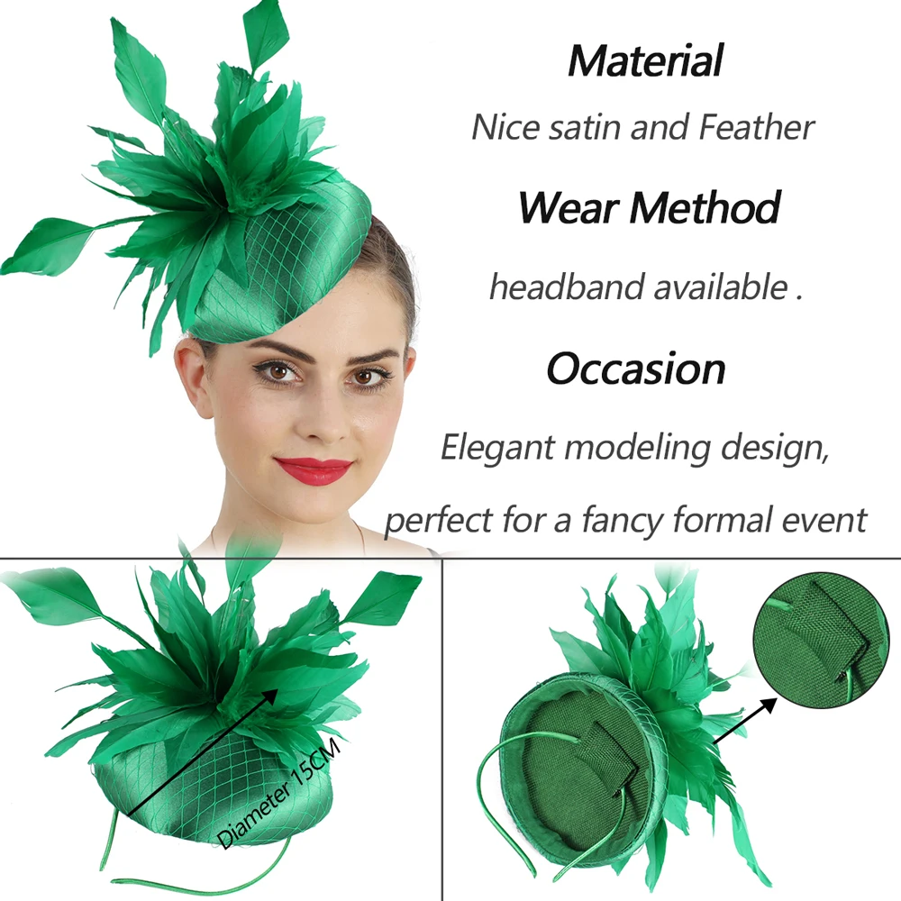 Elegante Braut Feder Blumen Fascinator Kopfbedeckung Mode Damen Hochzeit Party Abendessen Haarschmuck Schöne Braut Stirnband – Detail 2