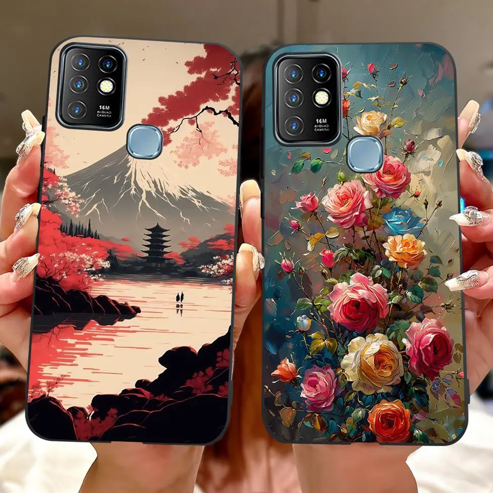 For Infinix Hot 10 Case Silicone Cute Cat Fashion Flowers Luxury Painted Back Cover For Inifnix Hot 10 Phone Case X682B X682C - view 6