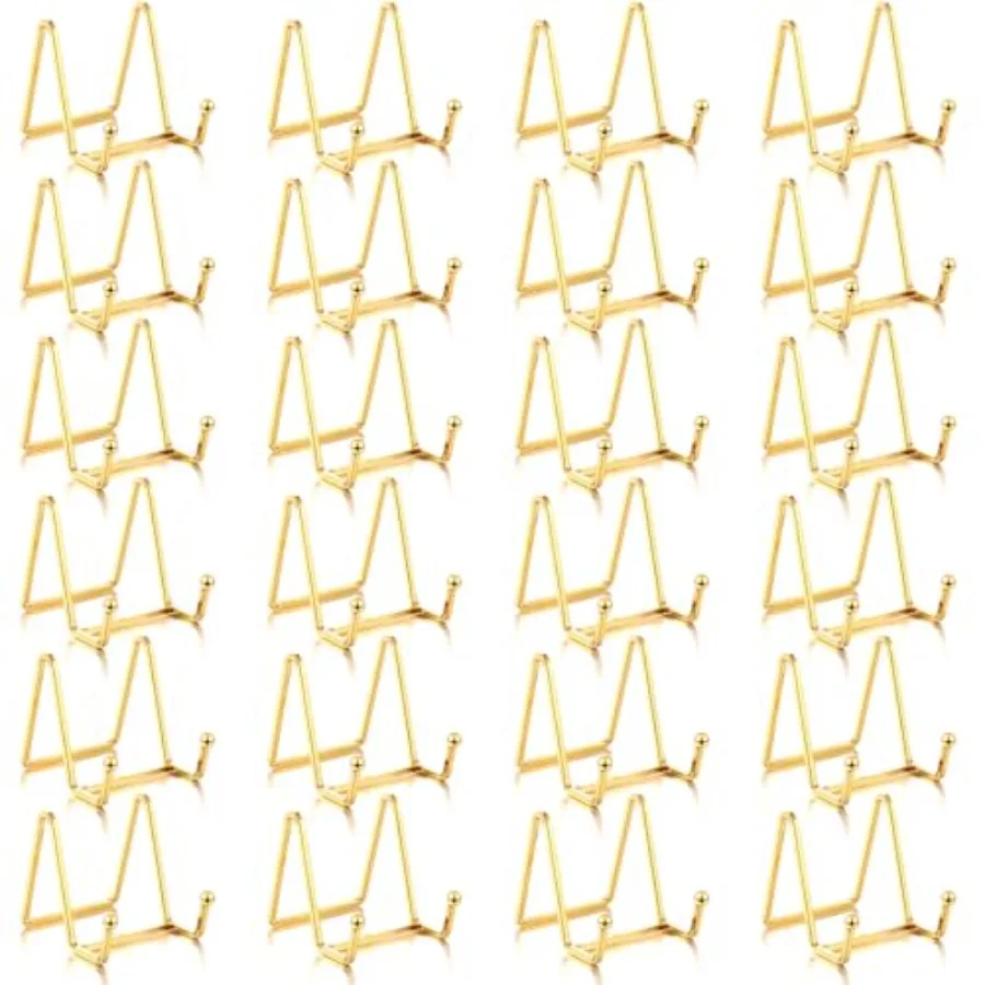 

24 Pieces Gold Plate Holder Easel Display Stand Metal Book Display Stand Tabletop Picture Frame Holder Photo Square Iron Easel