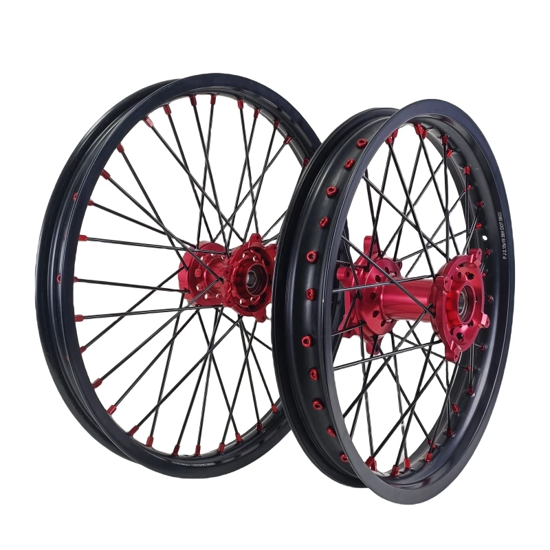 Motorcycles Wheels Set Dirt Bike Wheel 14 18 19 21 Inch Fit CR CRF 7075 Aluminum Alloy Motorcycle Parts Red Hubs