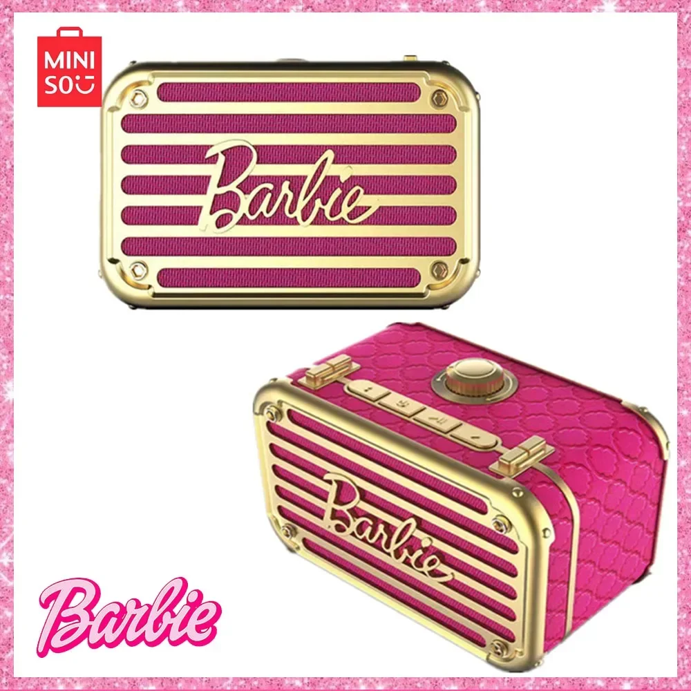 

Miniso 2024 New Barbie Pink Girl New Wireless Smart Speaker Tide Cool Bluetooth Mini Retro Portable Sound Birthday Girl Gift