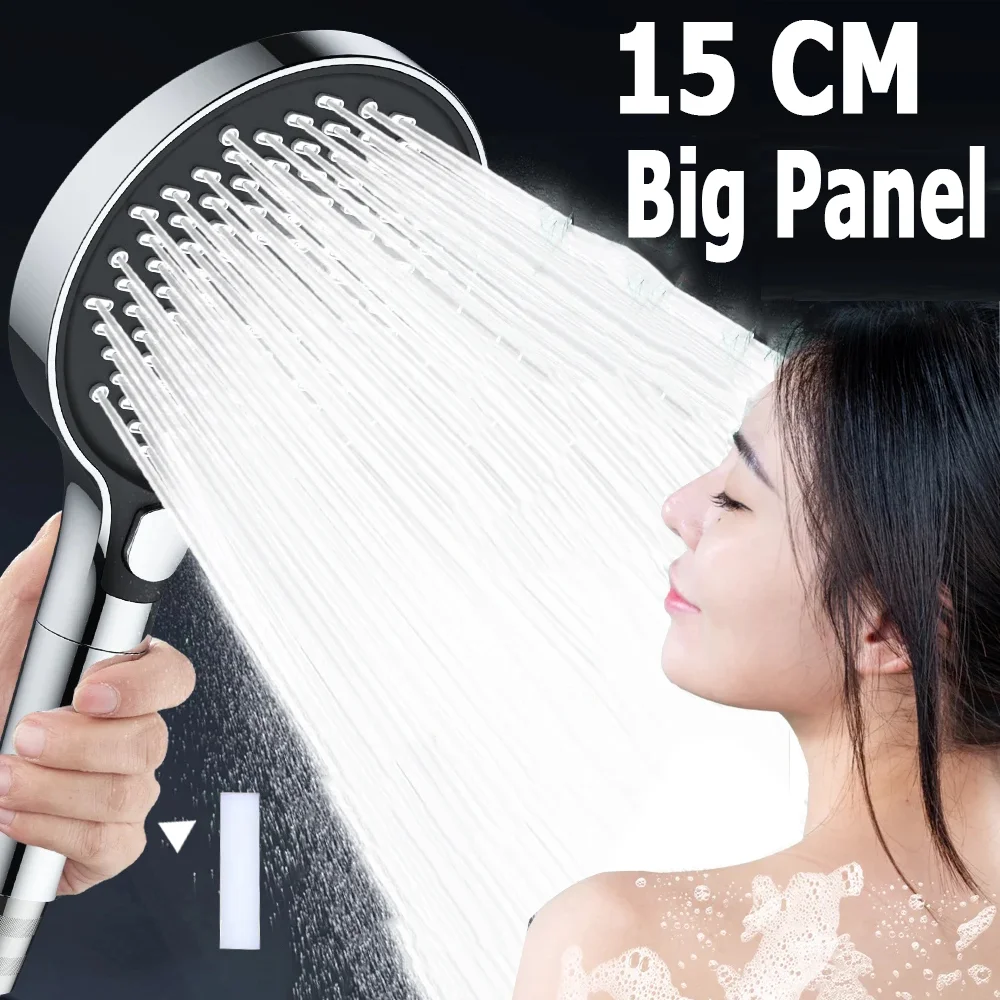 

15CM Big Panel Pressure Boost Shower Head 3 Modes High Pressure Massage Spa Showerheads With Filter Element Bathroom Accessories