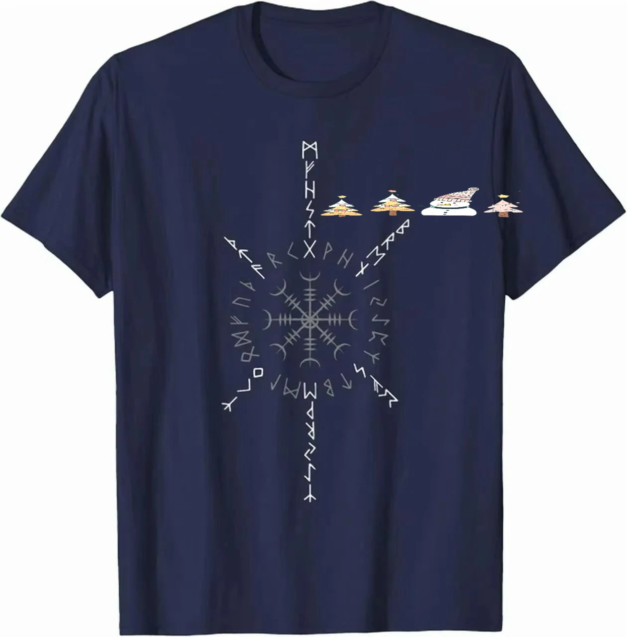Nordic Warrior Odin Helm of Awe Futhark Runes T-Shirt 100% Cotton O-Neck Short Sleeve Summer Casual Mens T-shirt Streetwear