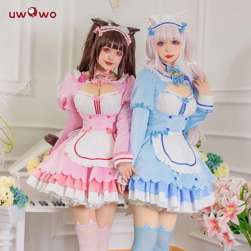 UWOWO Game NEKOPARA Vol.4 Vani Người Giúp Việc Mặc Trang Phục Hóa Trang Chocola Vani Màu Xanh Dễ Thương Đầm Nữ Cô Gái Trang Phục