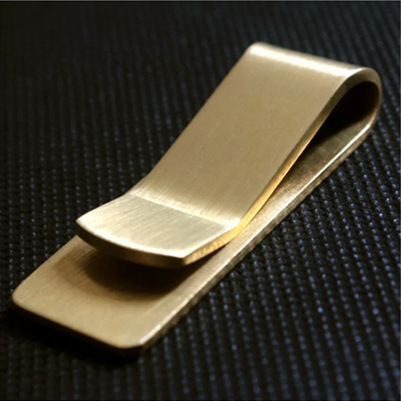 Vintage Massief Messing Geld Clip Portemonnee 1.5Mm Dikte Metalen Mannen Contant Factuur Klem Houder Id Creditcard Map Voor Mannelijke Mini Portemonnee