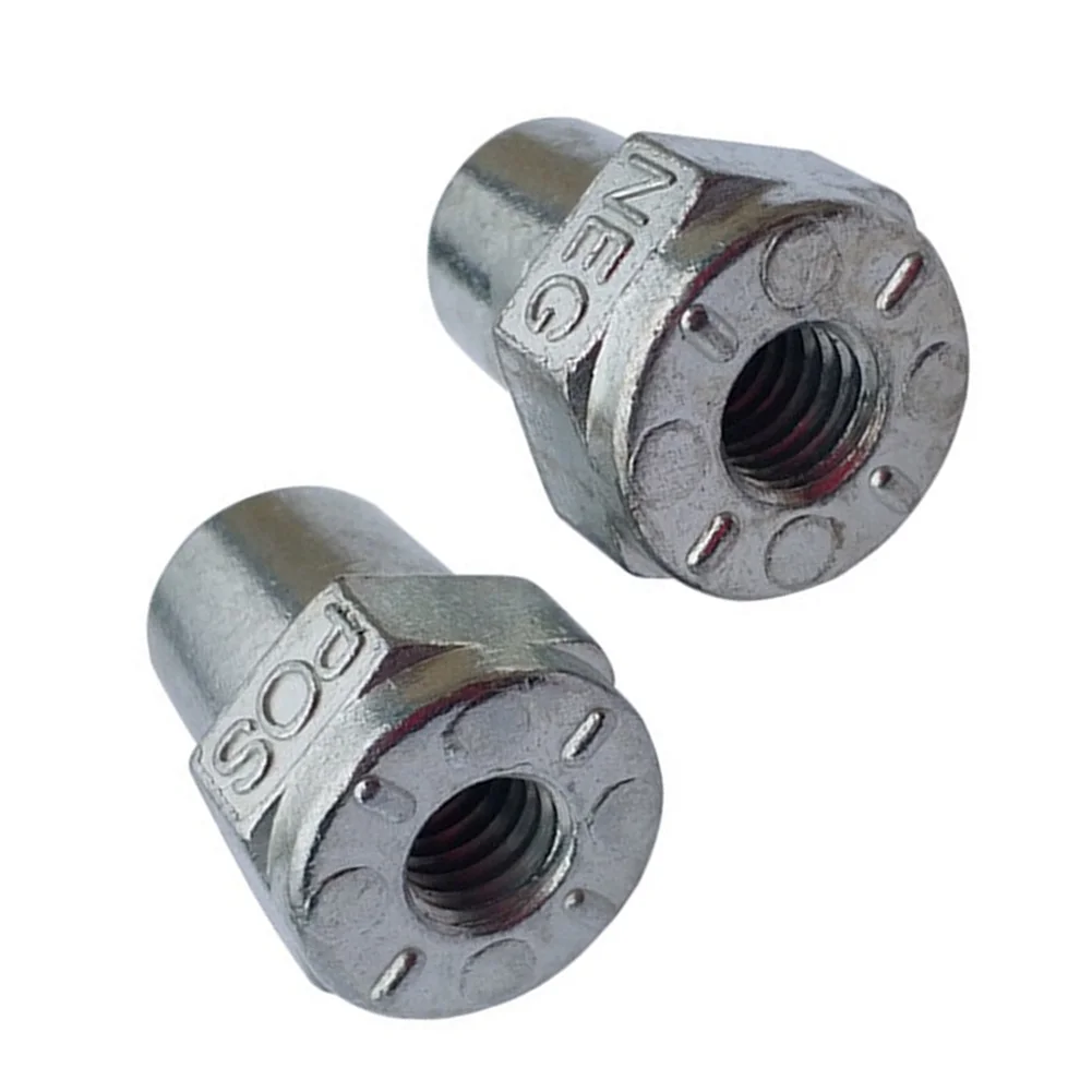 3/8inch Female Thread Battery Terminal Adapters 1 Pair for Car Boat Marine Zinc Alloy Silver Positive Negative