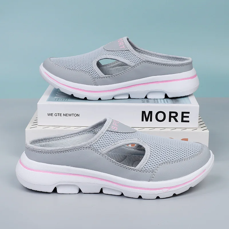 Women Slippers Sandals 2023 Summer Mesh Beach Slippers Women Breathable Flat Shoes Couple Flip-flops Home Slippers Casual Shoes