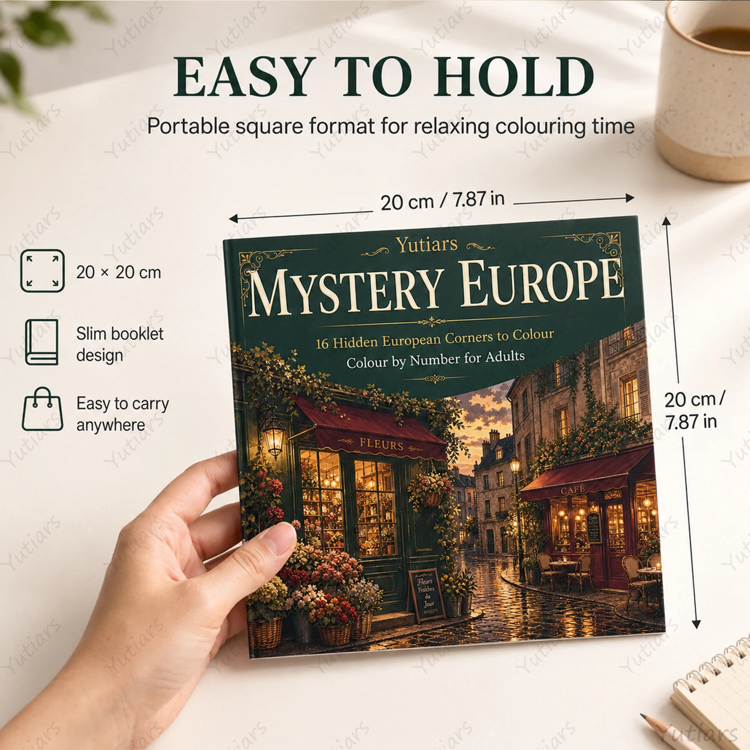 Adult Colour by Numbers Book Mystery Europe, 16 Hidden European Corners Coloring Pages, Stress Relief Creative Hobby Gifts