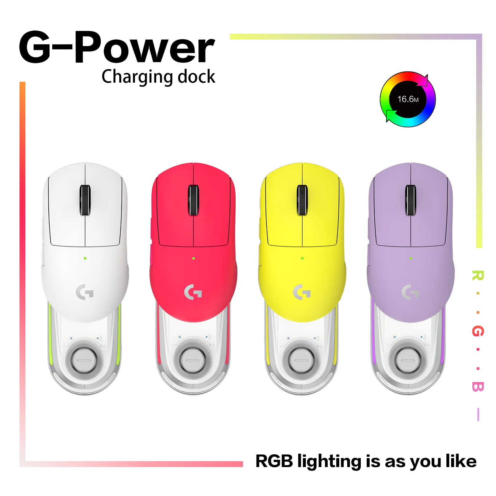 Imagem -03 - Fanxoo G-power Mouse Doca de Carregamento sem Fio para Logitech G502 G502x Plus Gpw G903 com Luz Rgb Botão de Controle de Volume do Computador