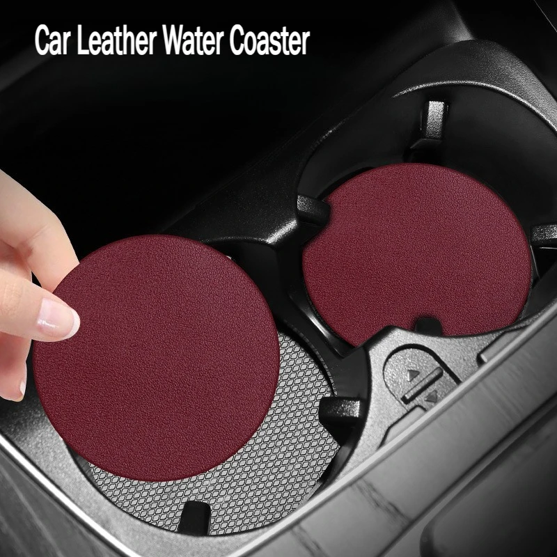 2PCS Leather Coaster Car Water Cup Coaster Anti-noise Bottle Cup Cushion For Office Desk Home Anti Scratch Mat