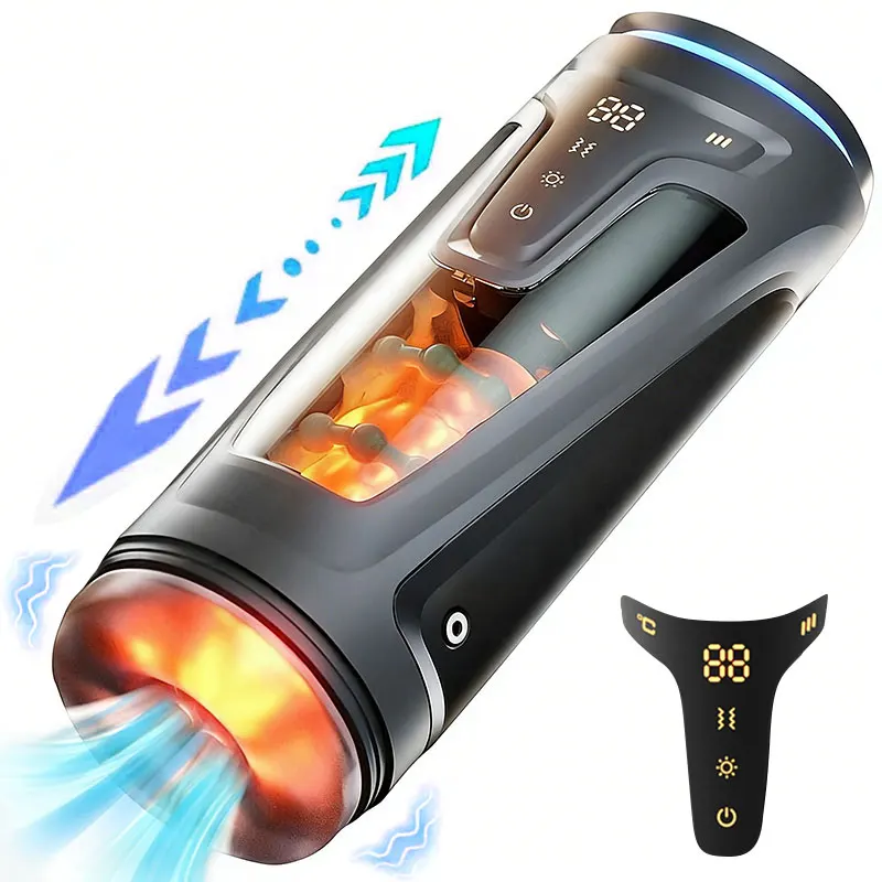 Adult Products Men's Automatic Airplane Cup Sucking Telescopic Intelligent Sound Heating Simulation Channel Sex Masturbatio