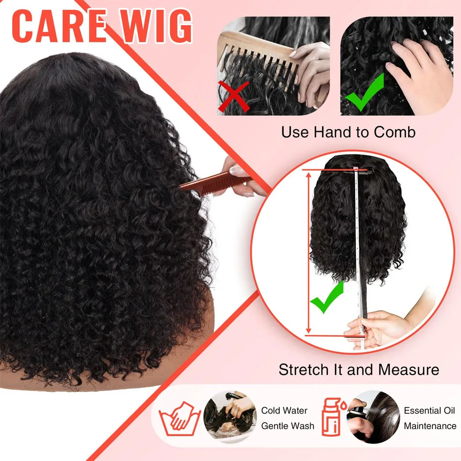 Glueless Wig Short Kinky Curly Bob Wig 12A Malaysian Lace Front Human Hair Wigs Wet And Wavy Water Wave Bob Wig 13x4 Frontal Wig image 5