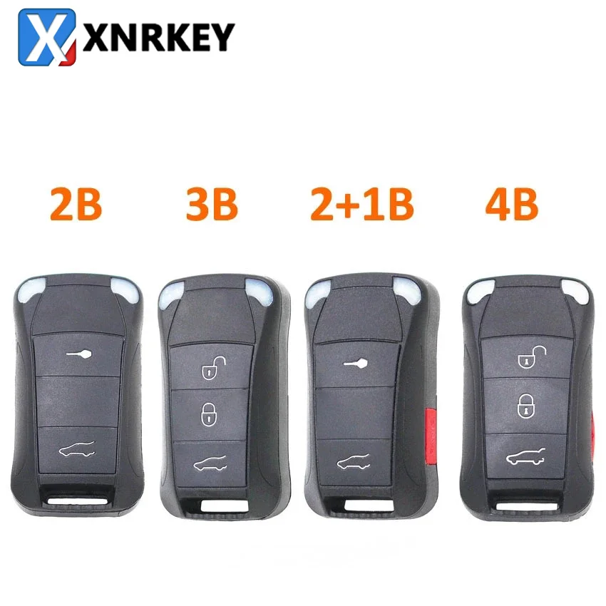 XNRKEY 2/4/3+1 Buttons Flip Remote Key Shell Fob for Porsche Cayenne 2003+ uncut HU66 blade Folding Remote Car Key Case