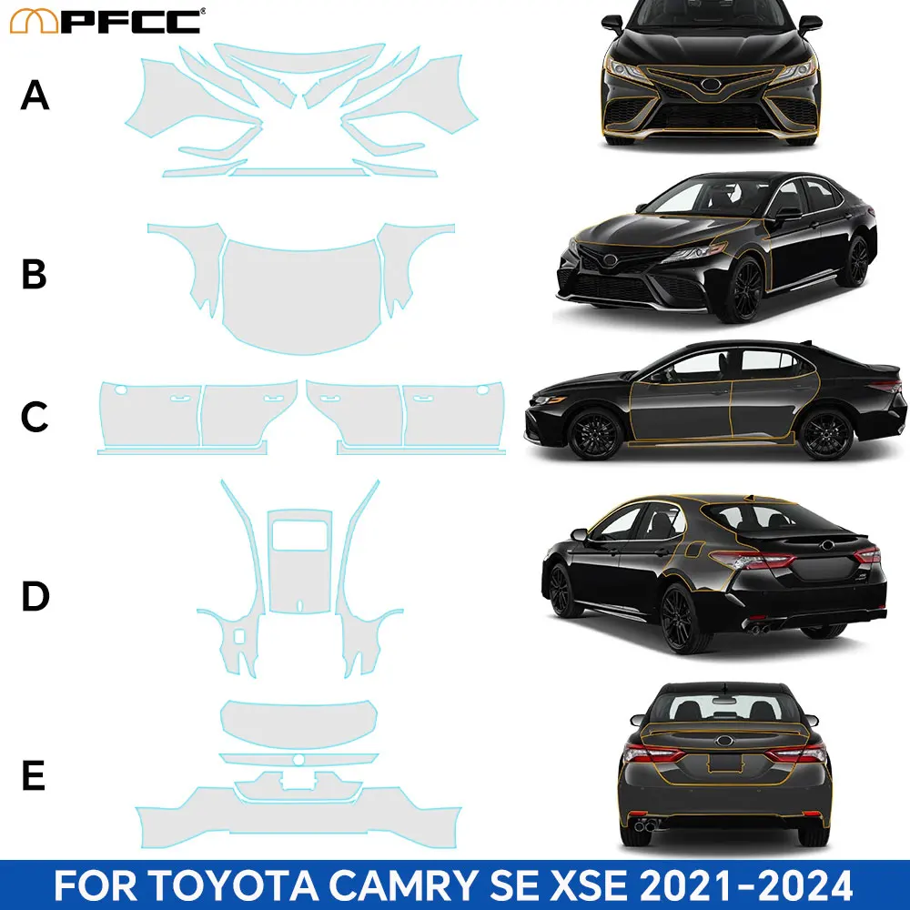 TPU Paint Protection Film Pre-Cut for Toyota Camry SE XSE 2021 2024 Clear PPF Self-Adhesive Anti-Scratch Exterior Car Accessory