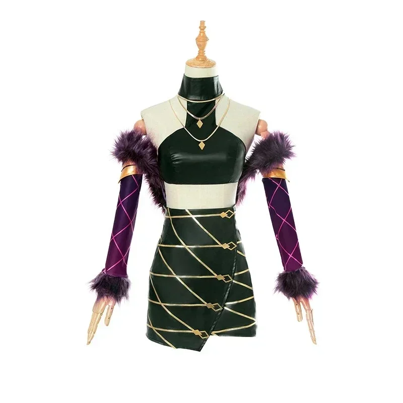 CosplayGame KDA ALL OUT Evelynn Cosplay Costume Vest Skirts KDA Women Sexy Outfits Roleplay Long Wig Halloween Customized Boots
