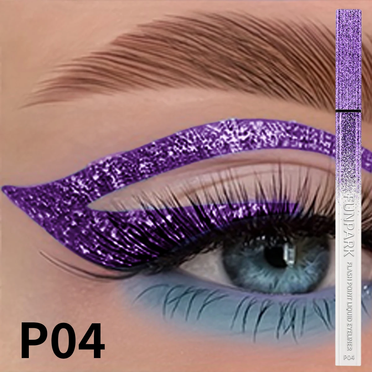 1PC 반짝이 액체 아이 라이너 연필 방수 보라색 핑크 블루 아이 라이너 펜 여성을위한 오래 지속되는 빠르게 건조 눈 메이크업