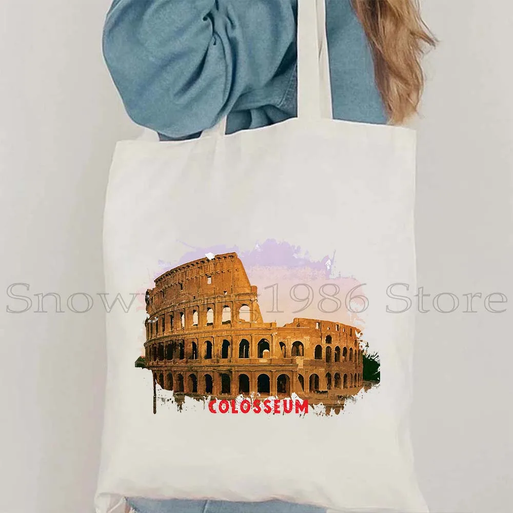 Наклонная башня Писа Колизей Венеция Италия Венна Цюрих Швейцария Акварельные чернила Картина маслом Холст Большая сумка Сумка